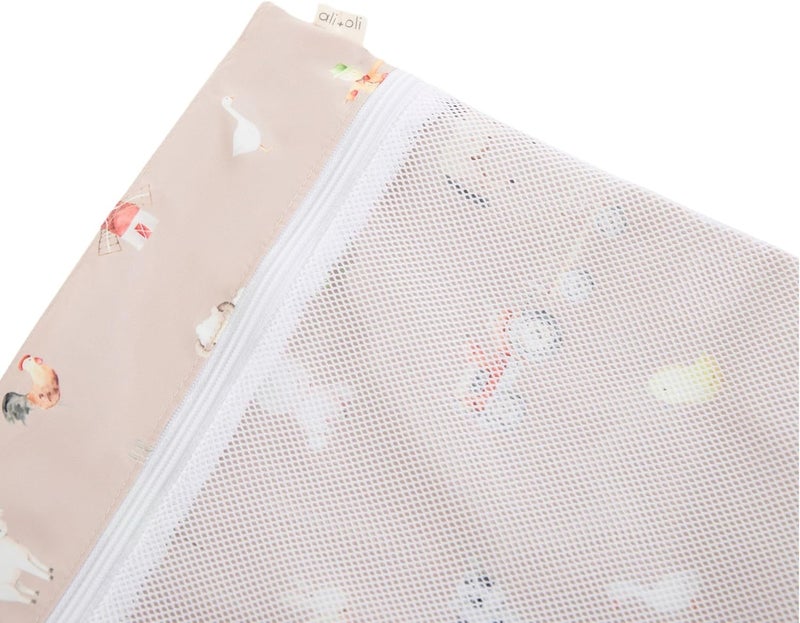 Ali+Oli Water Resistant Dual-Compartment Wet-Dry Bag for Travel, Hook to Stroller, Daycare, Diapers, Diaper Bag, Clutch Bag,15x12 inches (Farm) - Image 3